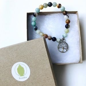 Amazonite Tree of Life Mala Bead Bracelet